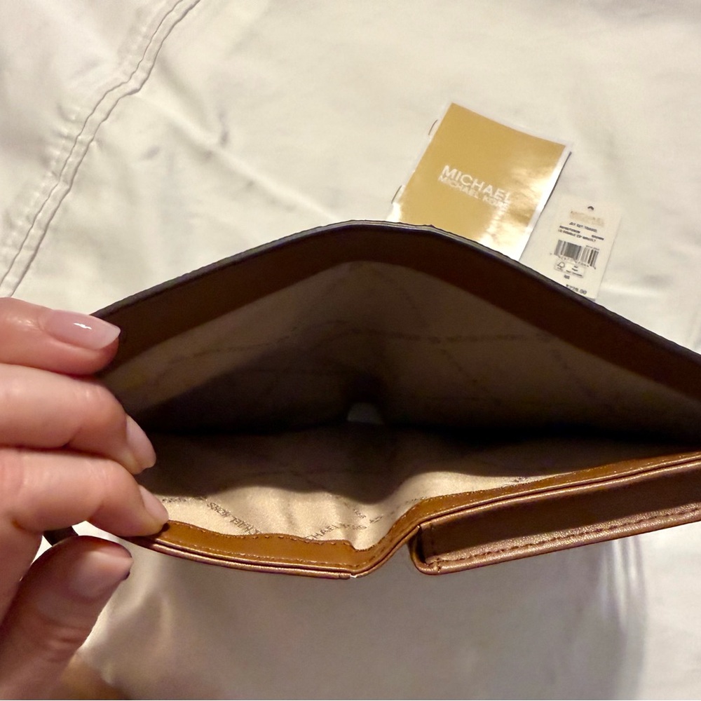 Michael Kors Gold and Brown Large Double Zip Wristlet - Picture 9 of 9